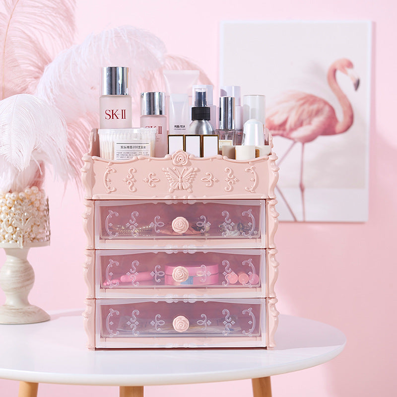 Makeup organizer holding cosmetics