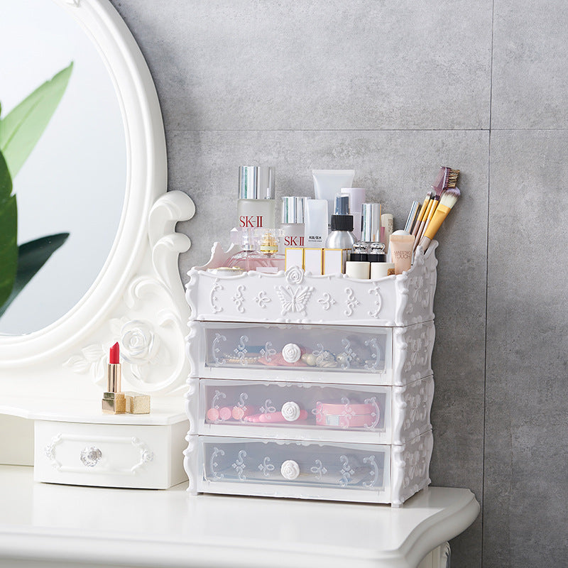 Clear makeup organizer with drawers
