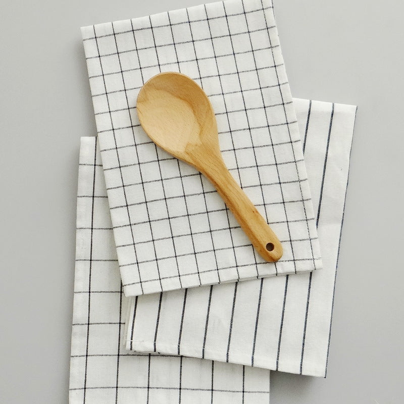 Cotton Japanese-style check kitchen tea towel