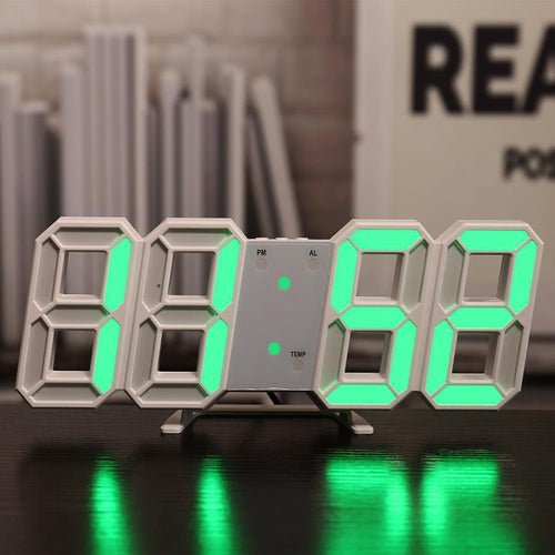 3D LED digital wall clock with temperature display