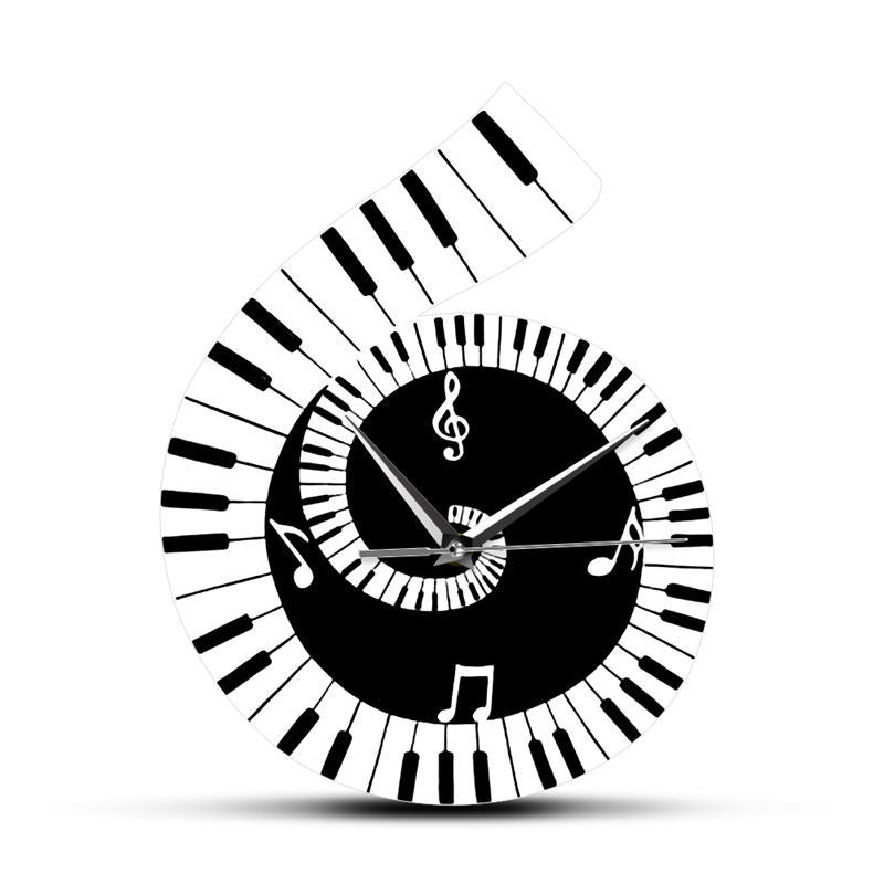 Treble clef art wall clock on wall