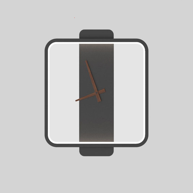 Minimalist LED wall sconce with clock face
