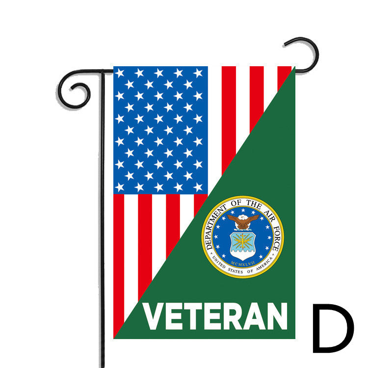 Patriotic garden flag displayed in yard