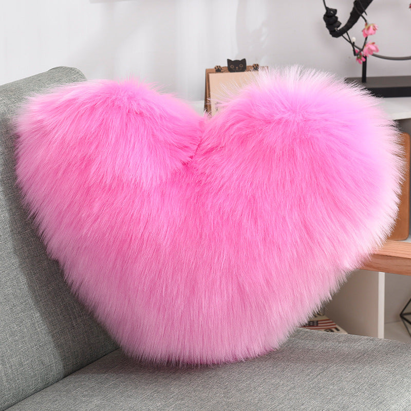 Shaggy decorative heart pillow detail