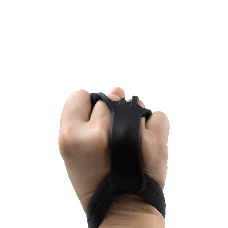 Finger extensor training band in use