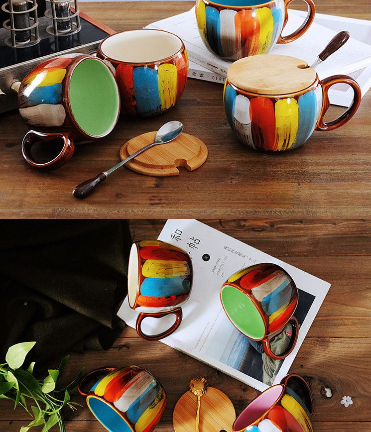 Ceramic breakfast mug set in color