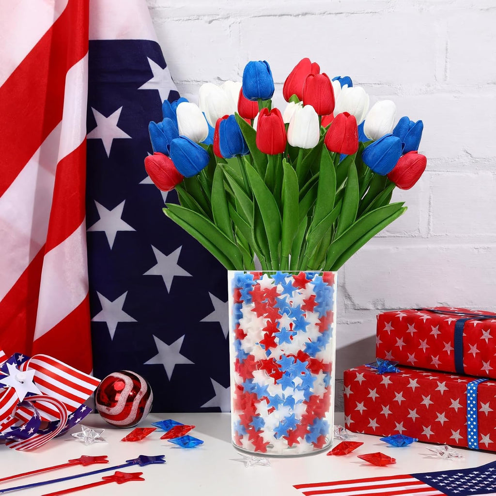 Patriotic flower centerpiece with foam stars
