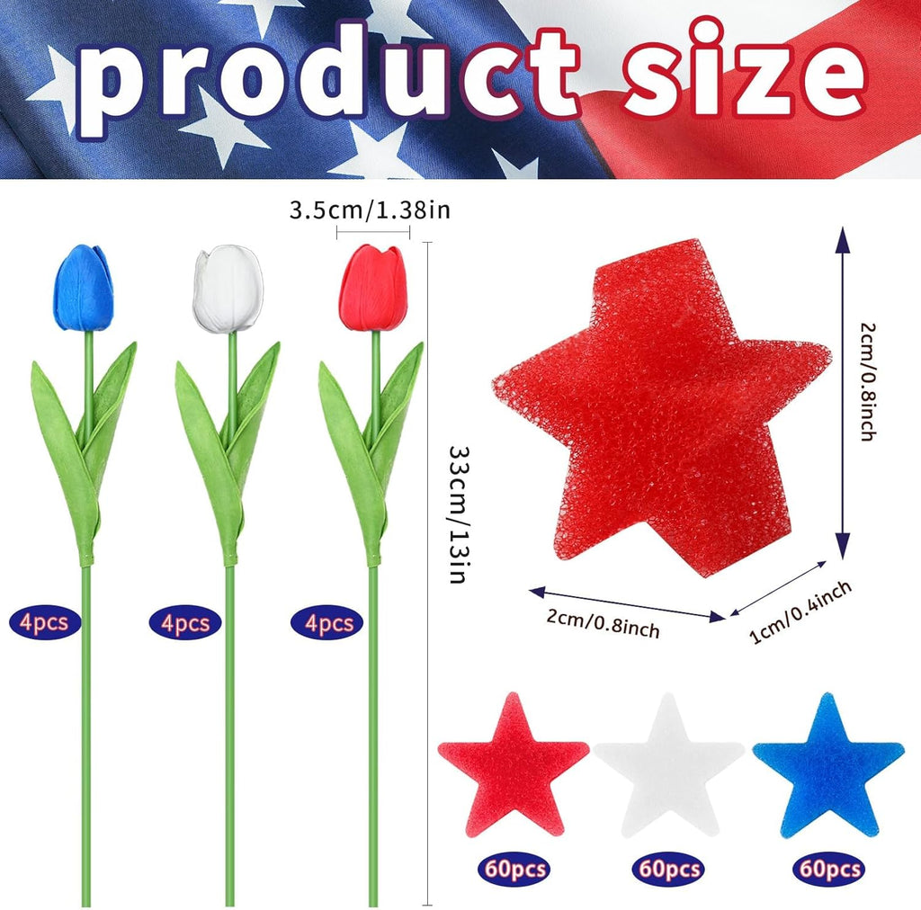 4th of July tulips with star vase filler