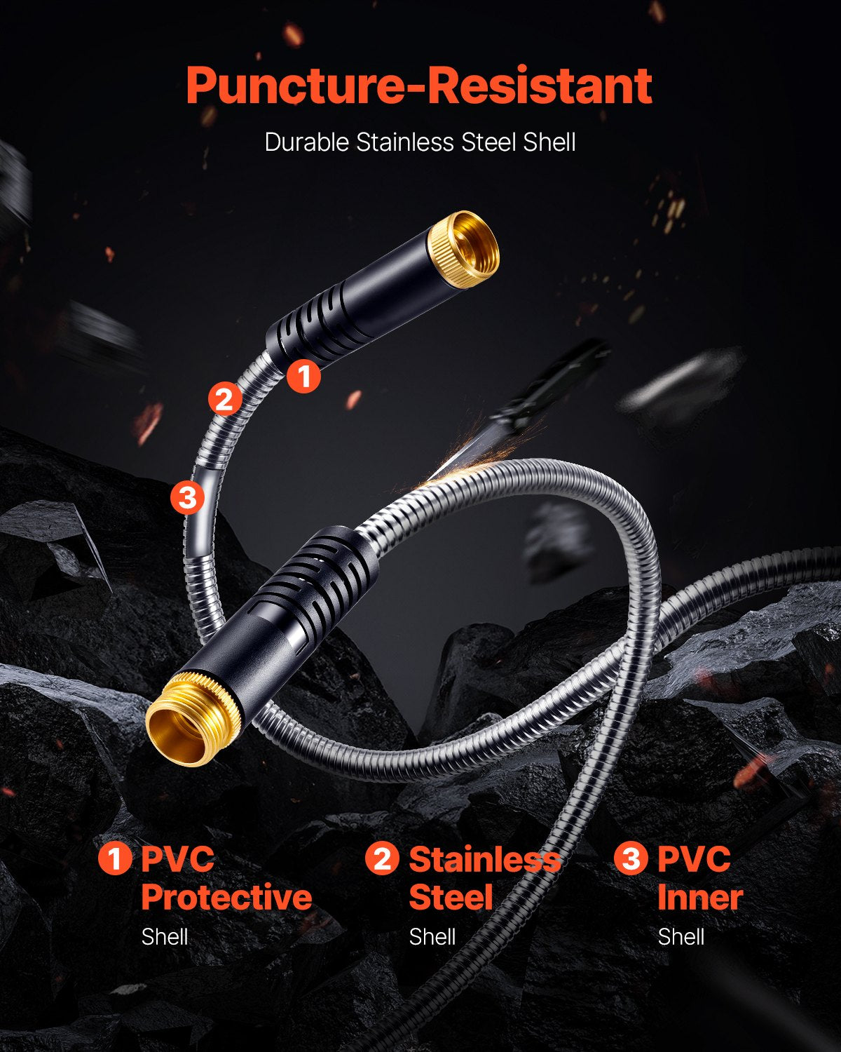 150ft Metal Garden Hose Stainless Steel Water Hose Lightweight