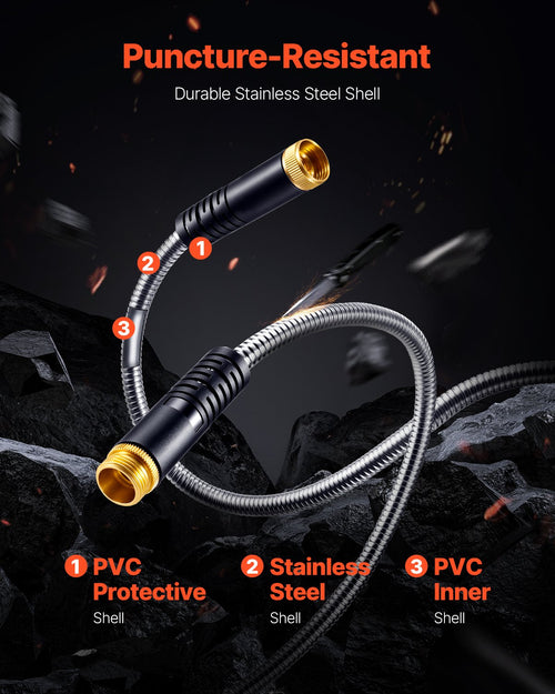 150ft Metal Garden Hose Stainless Steel Water Hose Lightweight
