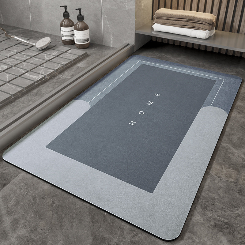 Soft non-slip bathroom floor mat at sliding door