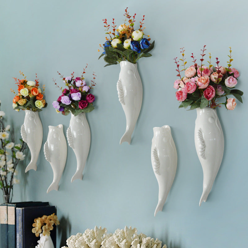 Ceramic goldfish wall vase 3D decor