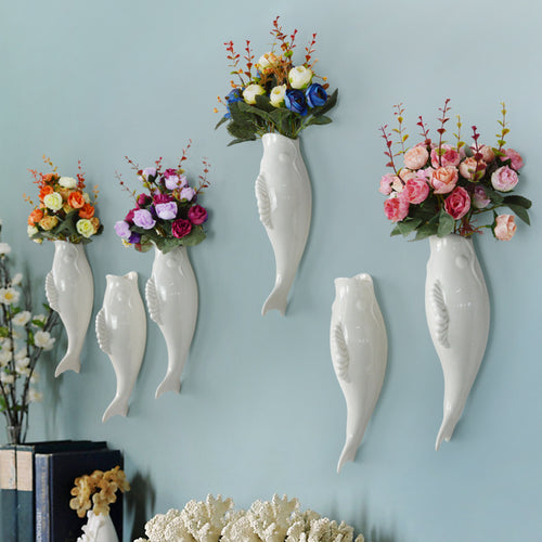Ceramic goldfish wall vase 3D decor