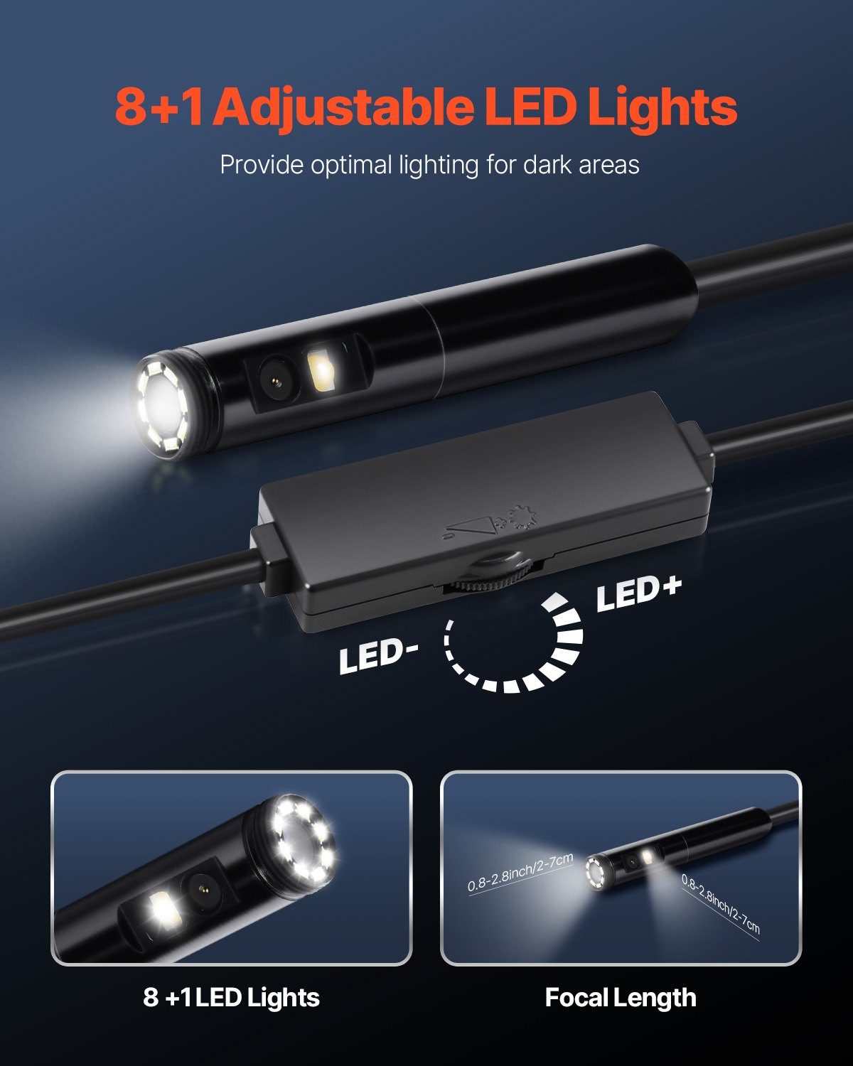 Dual Lens Borescope Endoscope Camera For Android IOS 10FT