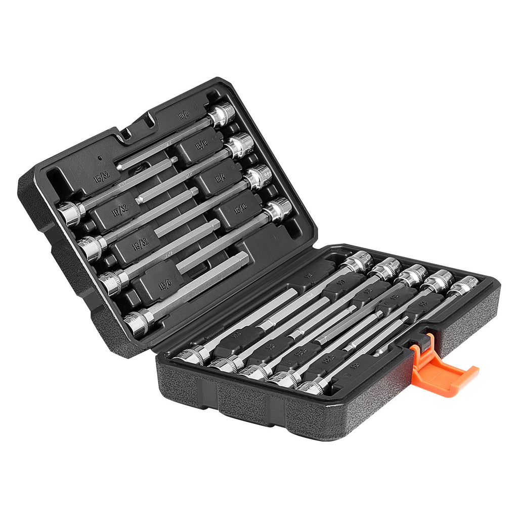 Extra Long Allen Hex Bit Socket Set 18-Piece