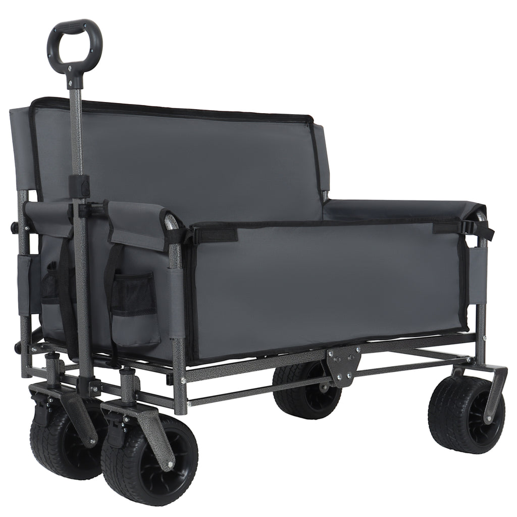 3-In-1 Convertible Folding Wagon Cart With Bench