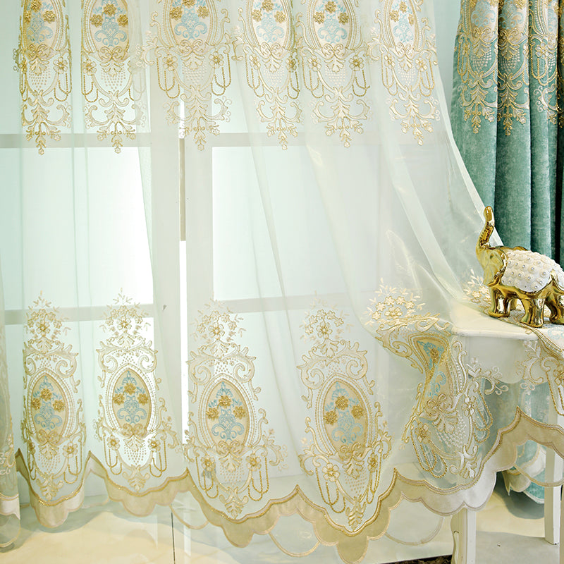 Heart-pattern sheer voile curtain detail