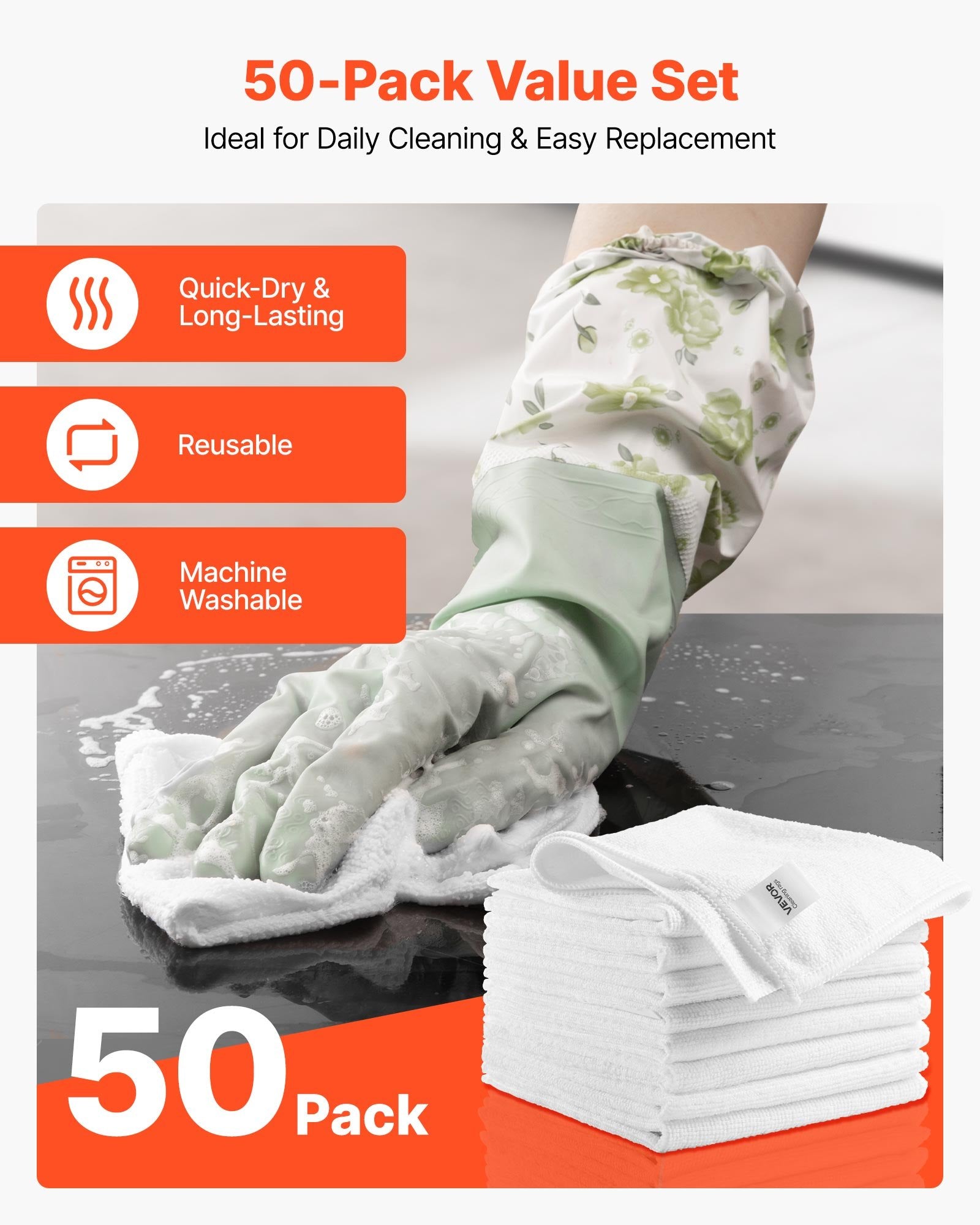 50 Pack White Microfiber Cleaning Cloth