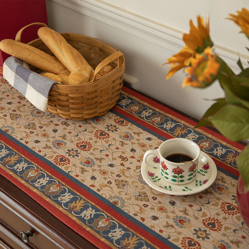 Fringed Americana table runner patriotic farmhouse decor