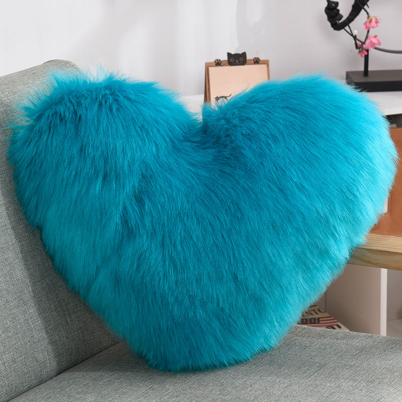 Long plush heart pillow in neutral tone