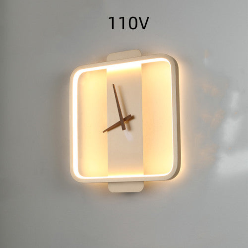 Bedside Nordic clock lamp mounted on wall