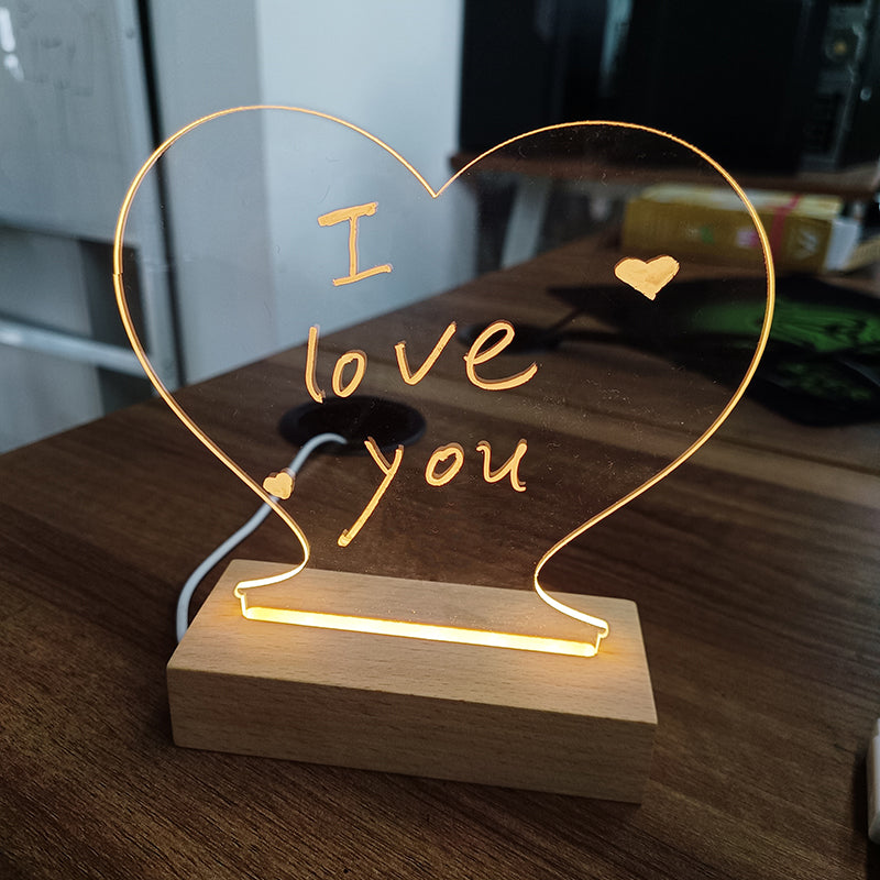 Acrylic note board light used as bedside lamp