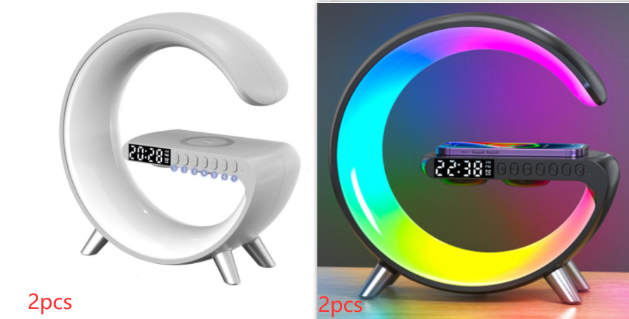 Smart G-shape LED ambient lamp with wireless charging base