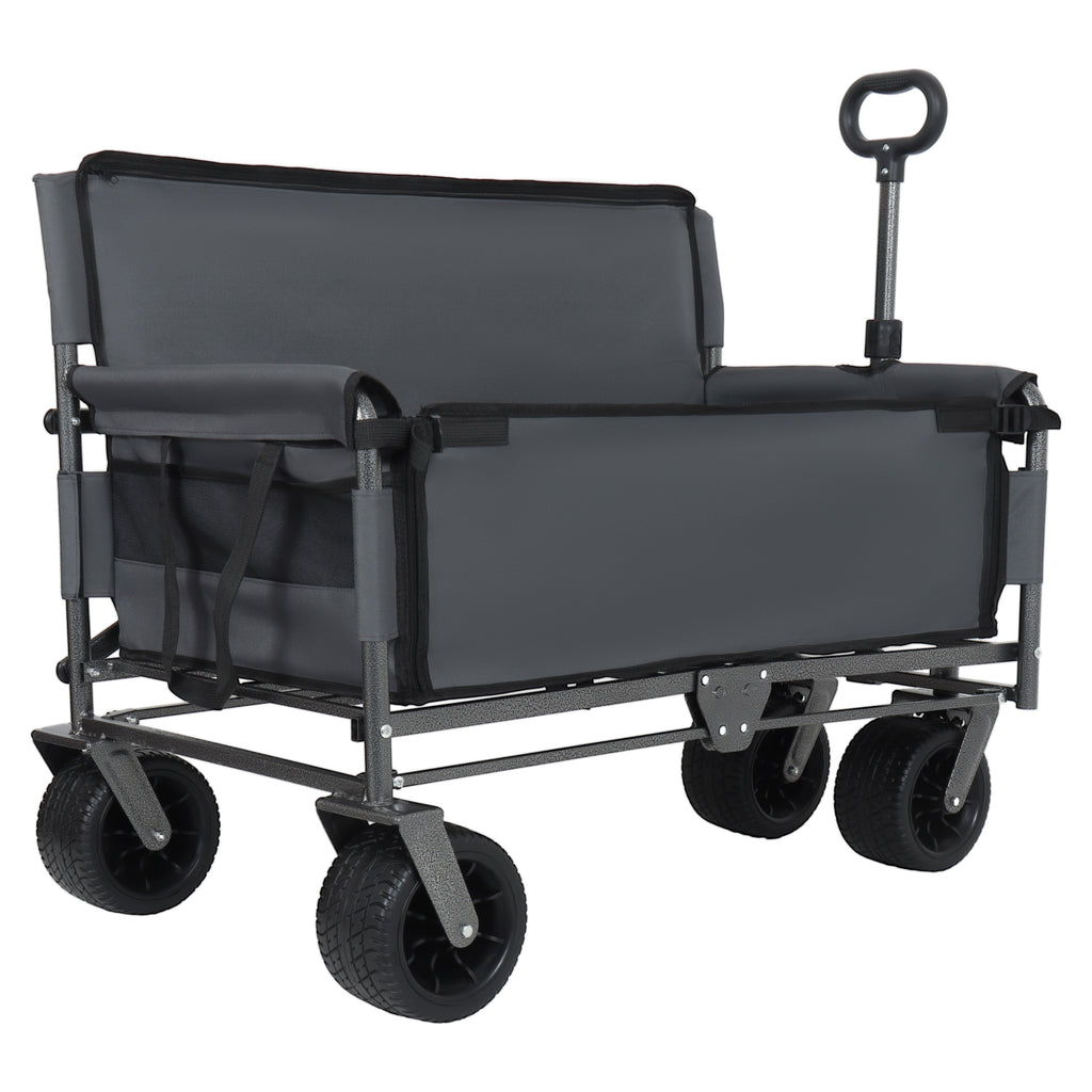 3-In-1 Convertible Folding Wagon Cart With Bench