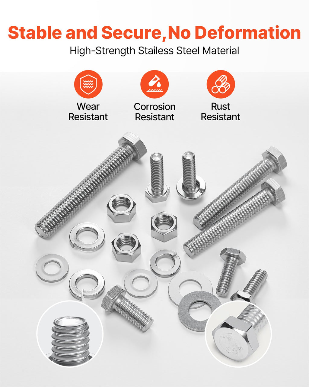 246 Pcs Bolts Nuts Assortment Kit Imperial Stainless Steel