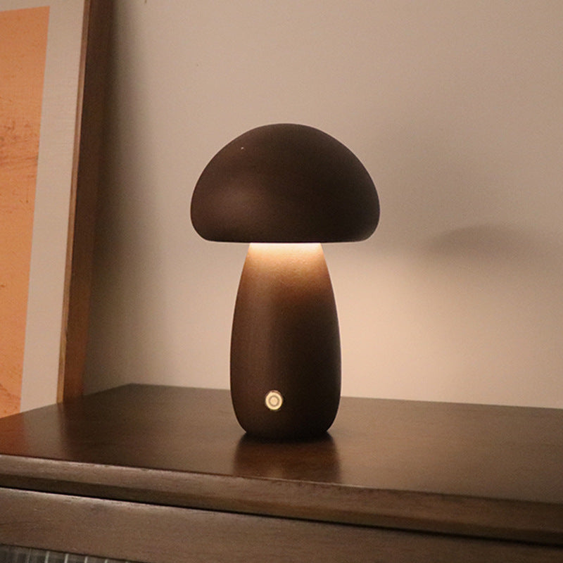 Bedside wooden mushroom lamp for children's room