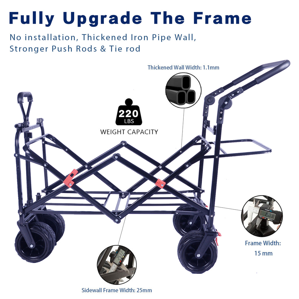 Folding wagon cart with cooler bag