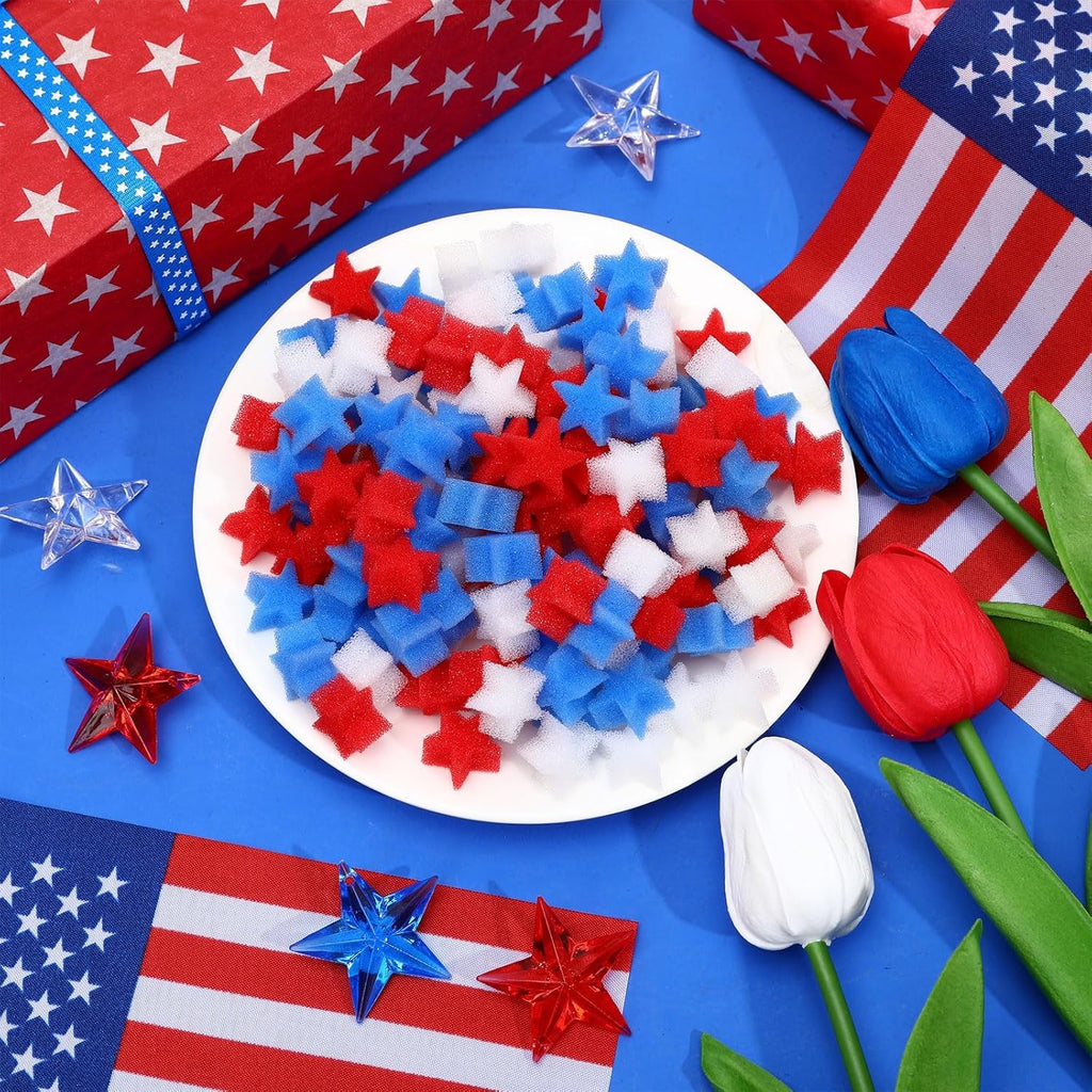 Red white blue artificial tulips table decor