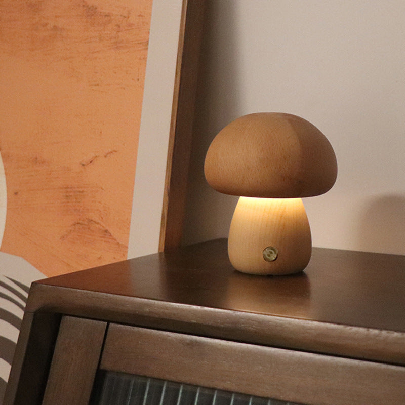 Cute wood mushroom lamp with touch switch