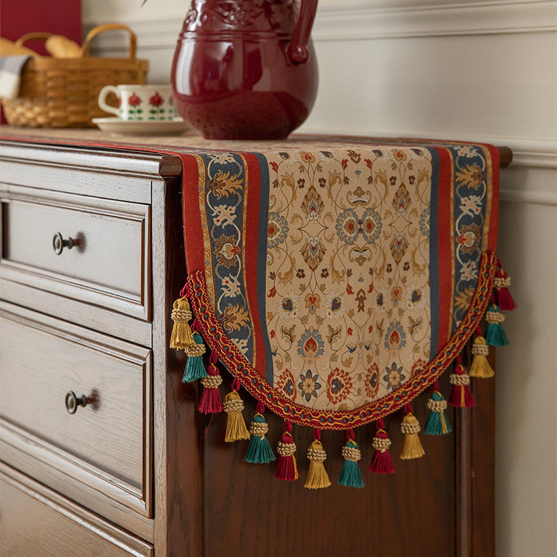 American style fringed table runner