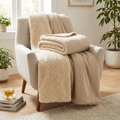 EllCo cozy sherpa throw blanket on an armchair