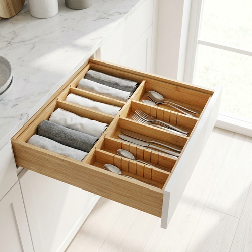 EllCo adjustable bamboo drawer dividers