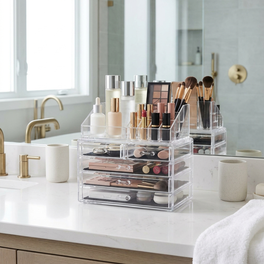 EllCo clear acrylic makeup and vanity organizer