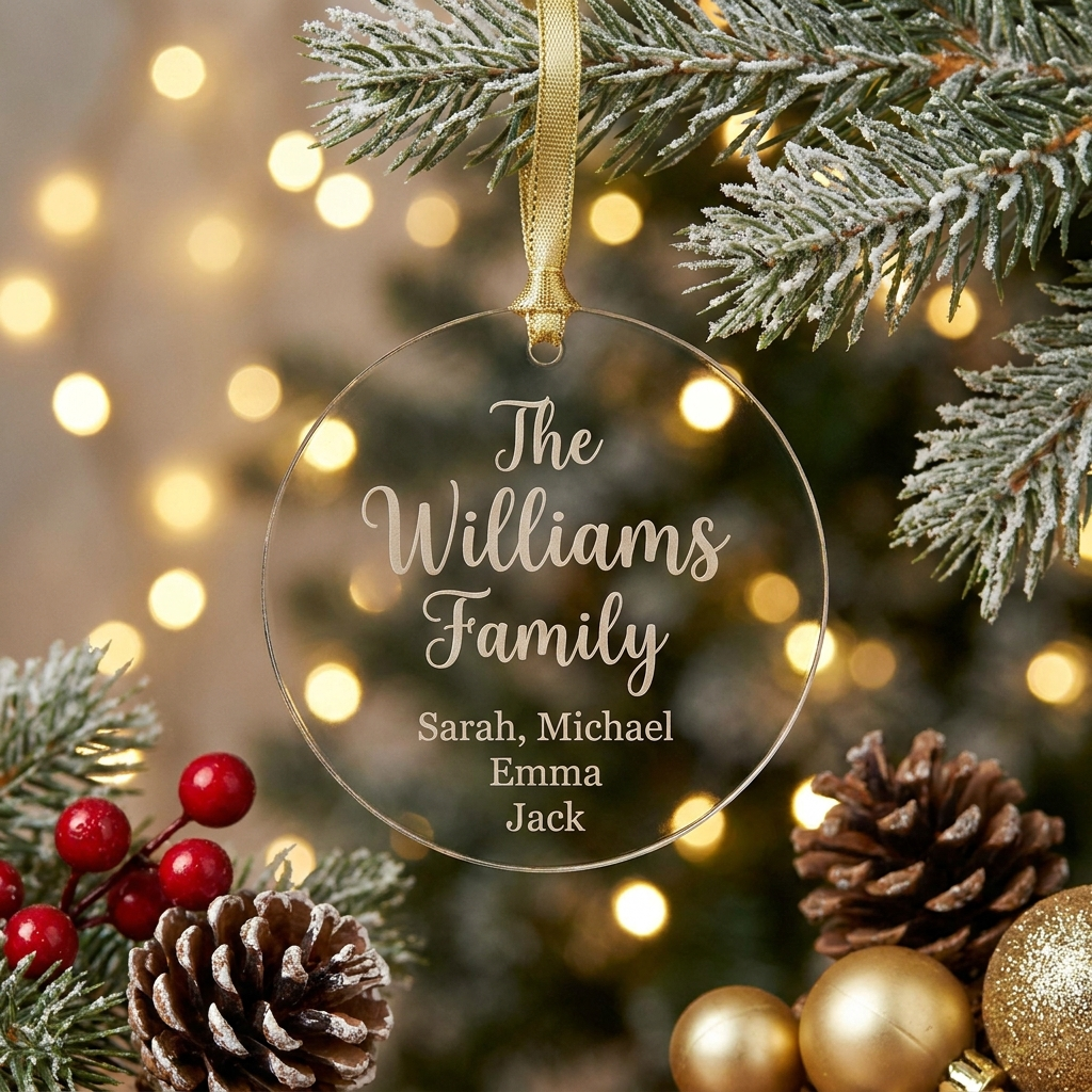 EllCo personalized family acrylic Christmas ornament