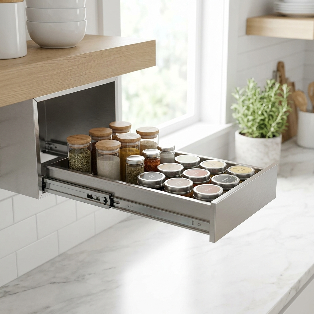 E&C slide-out under-cabinet drawer organizer