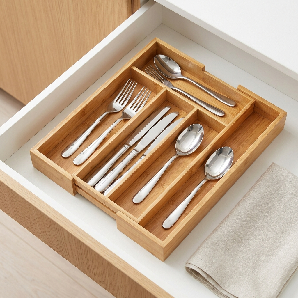 E&C bamboo cutlery drawer tray