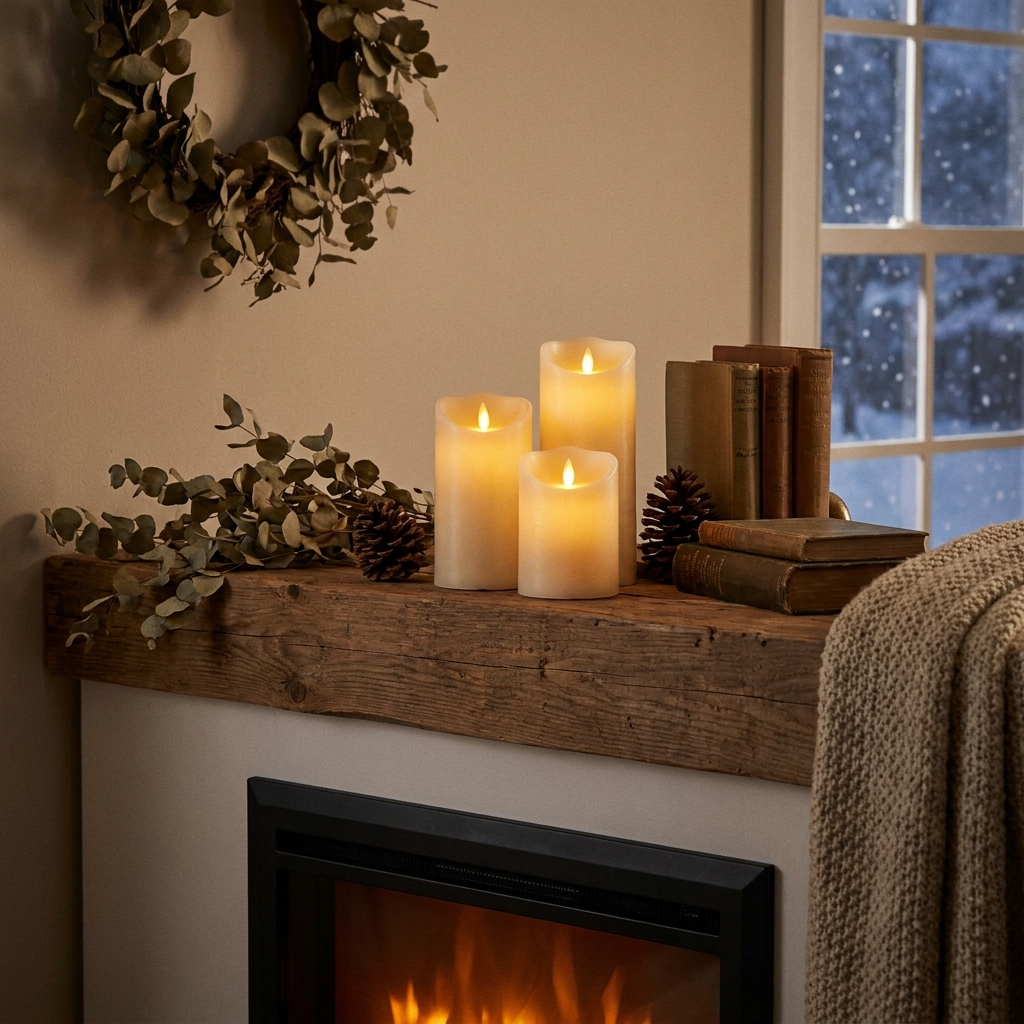 E&C flameless LED pillar candle set